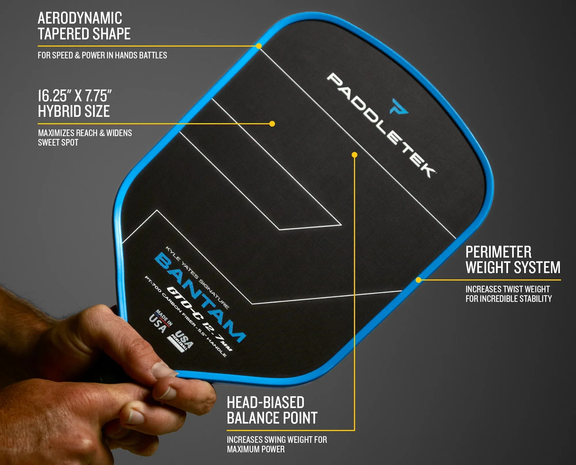 Paddletek Bantam GTO-C 12.7 Pickleball Paddle - Image 9