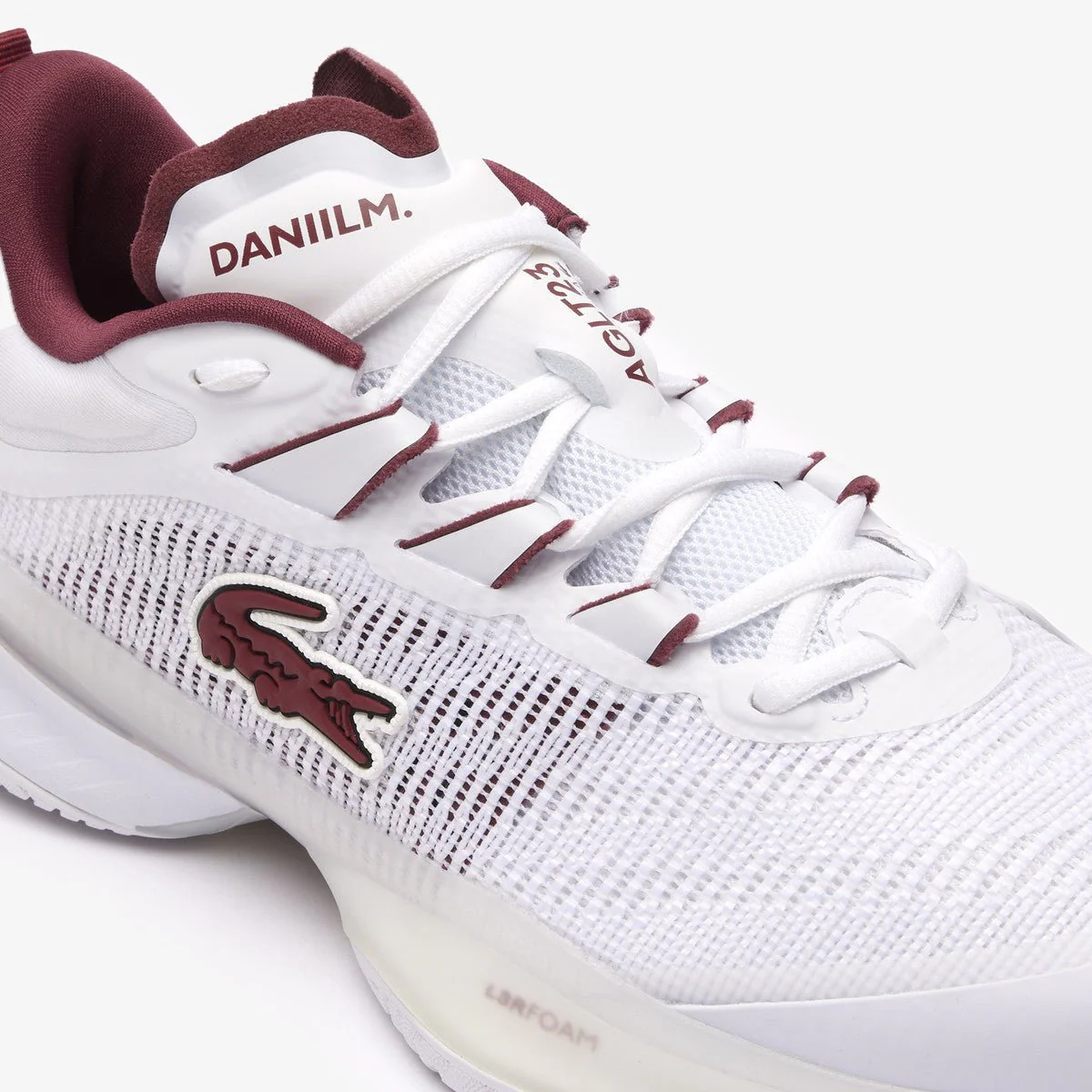 Lacoste AG-LT23 Ultra Medvedev Men's Tennis Shoes - White/Burgundy - Image 6