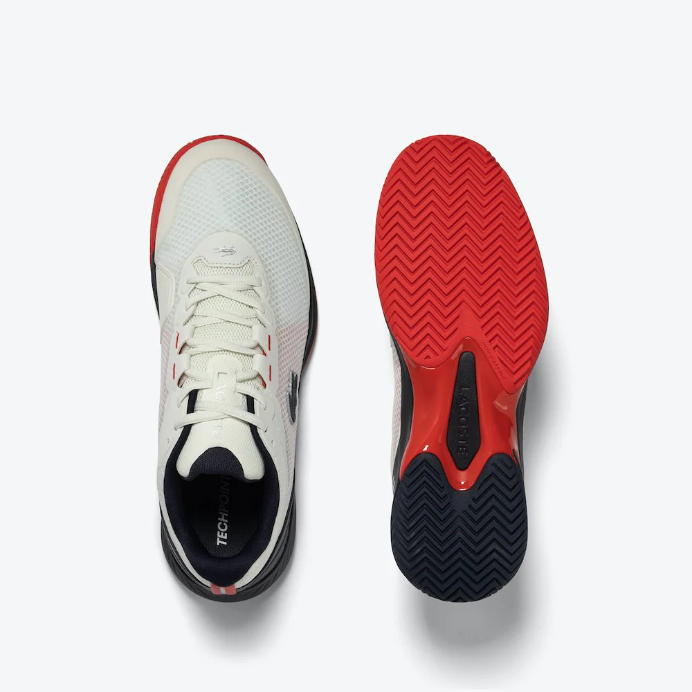 Lacoste Tech Point Men’s Tennis Shoes - White/Navy/Red - Image 3